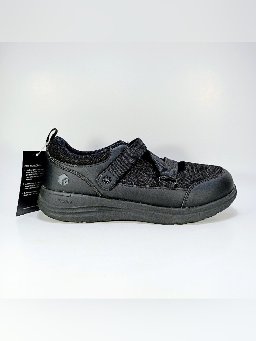 Fitville Womens 9 Extra Wide Fit Black Quick Strap Diabetic Shoes NWT No Box
